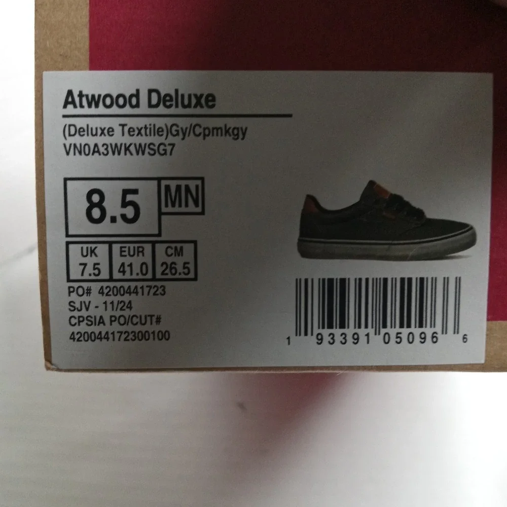 Vans Atwood Deluxe Skate Shoes Sneakers Textile Grey Men's Size 8.5 VN0A3WKWSG7